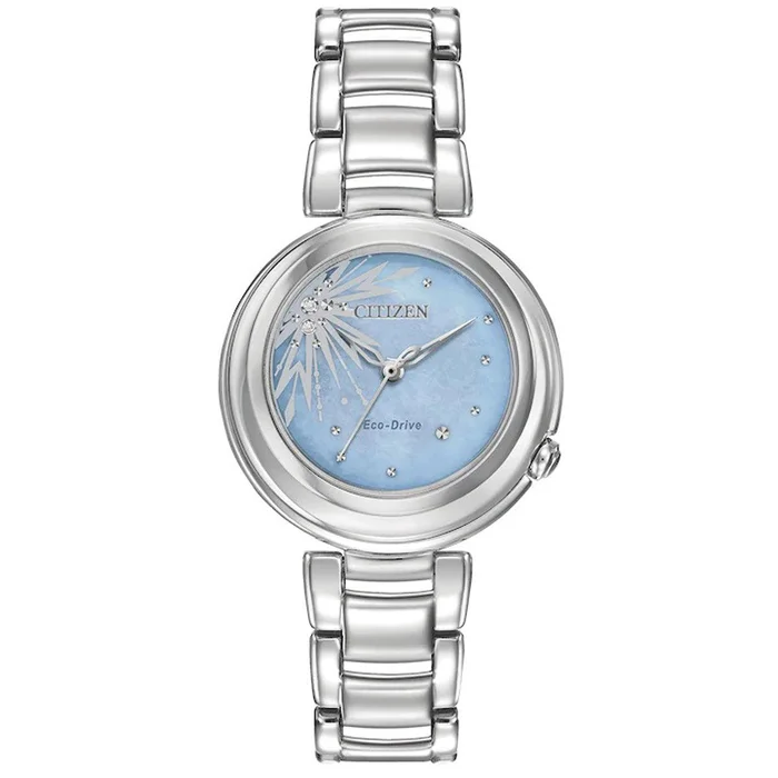 Citizen Women’s Diamond Watch – Disney Blue MOP Dial Silver Tone Bracelet | EM0580-58N
