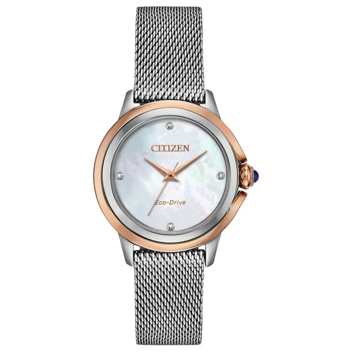 Citizen Women’s Eco Drive Watch – Ceci Diamond MOP Dial Mesh Bracelet | EM0796-59Y