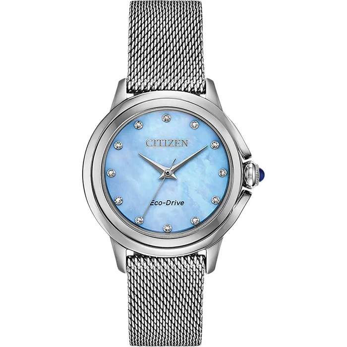 Citizen Women’s Eco Drive Watch – Ceci Diamond Silver Tone Mesh Bracelet | EM0790-55N