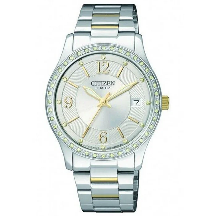 Citizen Women’s Quartz Watch – Swarovski Crystal Bezel Silver Tone Dial | EV0044-58A