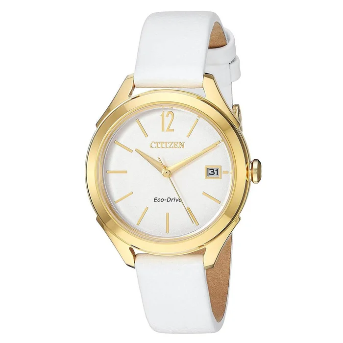 Citizen Women’s Strap Watch – LTR Beige Dial White Leather | FE6142-08A