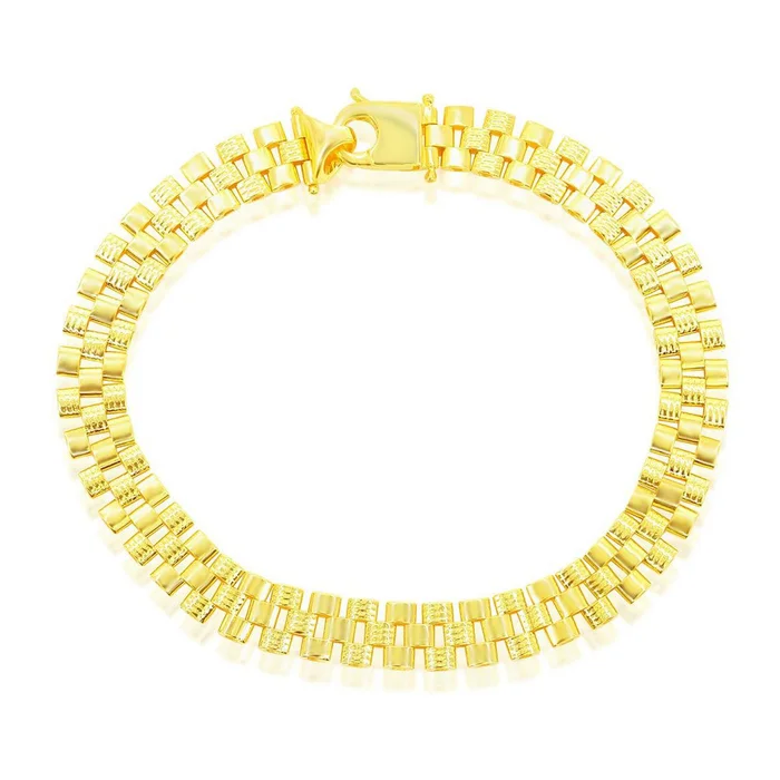 Classic Men’s Bracelet – Gold Plated Sterling Silver Panther-Link | S-5135-GP