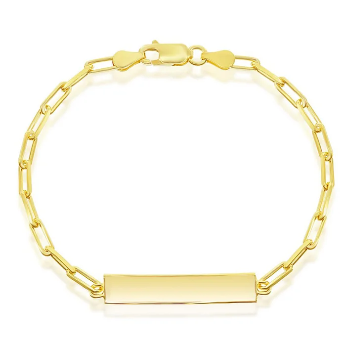Classic Men’s Bracelet – Gold Plated Sterling Silver Paperclip ID | S-5123-GP