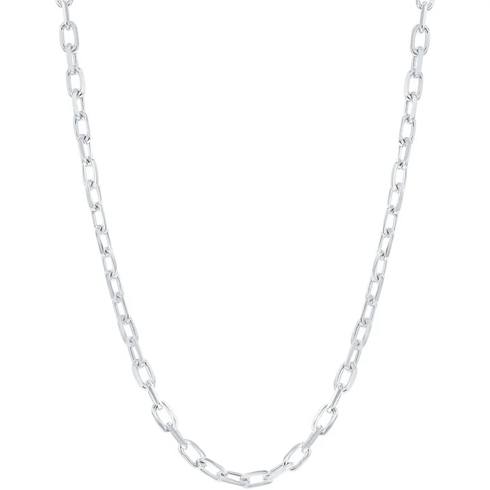 Classic Men’s Chain – Rhodium Plated Sterling Silver 4.1mm Anchor, 24 inch | Q-5584-24