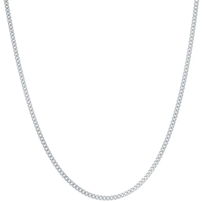 Classic Unisex Chain – Rhodium Plated Sterling Silver Curb 050, 24 inch | Q-5452-24