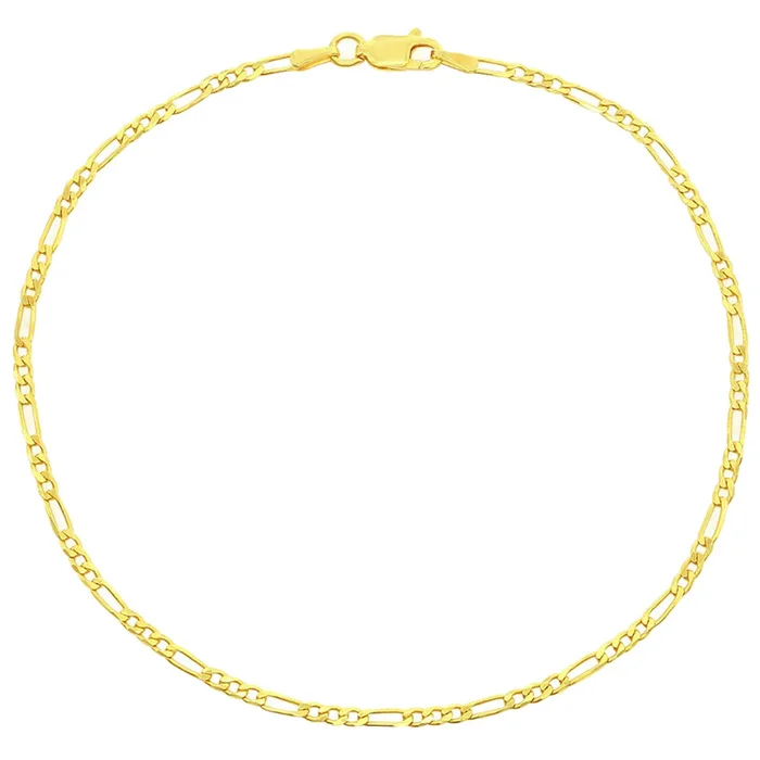 Classic Women’s Anklet – Gold Plated Sterling Silver 2mm Figaro Design | Q-5759-9