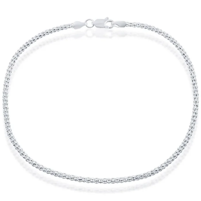 Classic Women’s Anklet – Sterling Silver 2.5mm Popcorn, 10 inch | R-9257-10