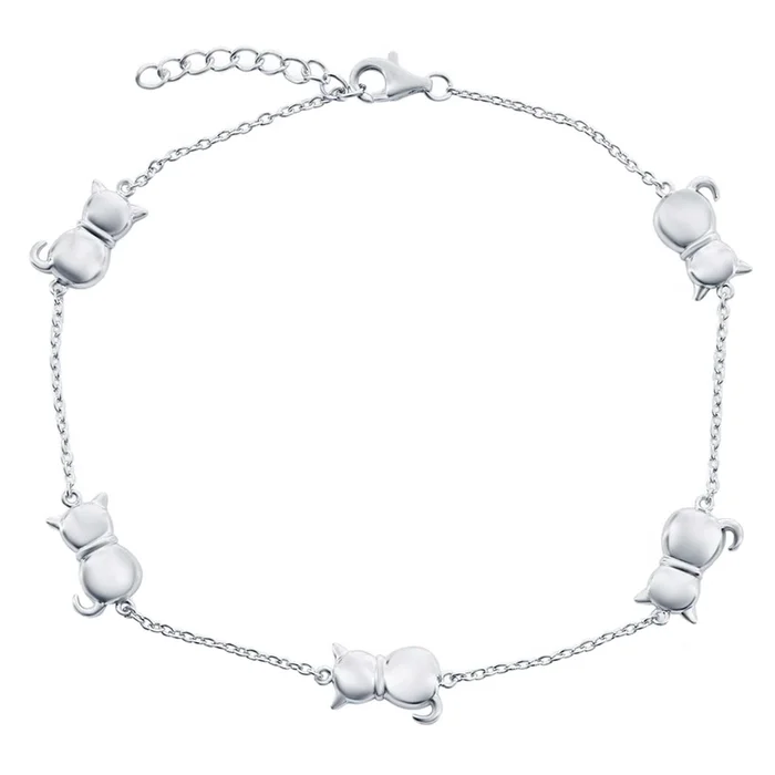 Classic Women’s Anklet – Sterling Silver Cats by the Yard Lobster Clasp | R-9272