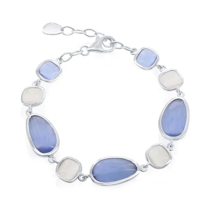 Classic Women’s Bracelet – Irregular Blue Gray and Square Gray Cat’s Eye | SMT-7760