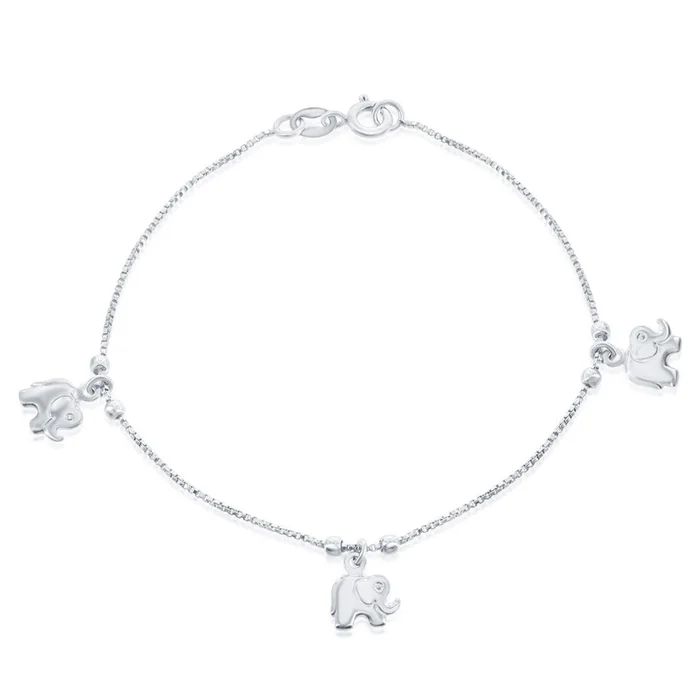 Classic Women’s Bracelet – Sterling Beads with Elephant Charm | S-4970