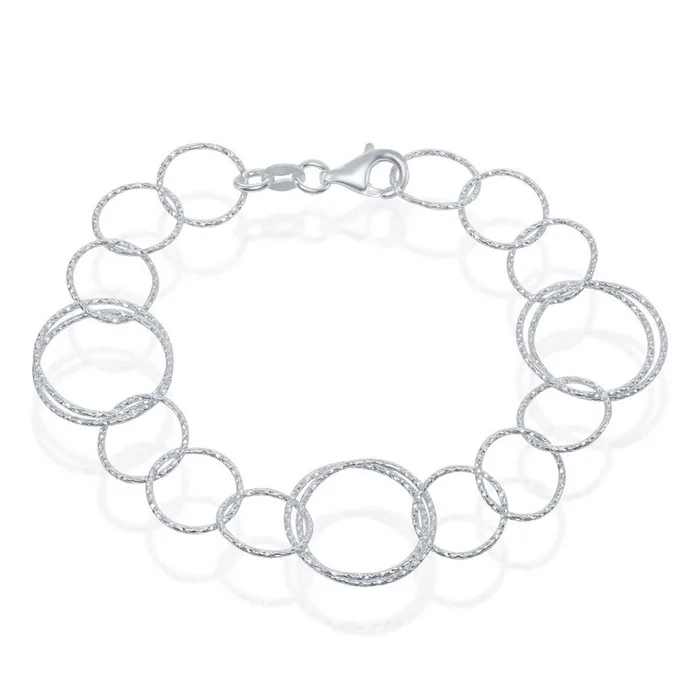 Classic Women’s Bracelet – Sterling Linked Sparkling Circles | S-4683
