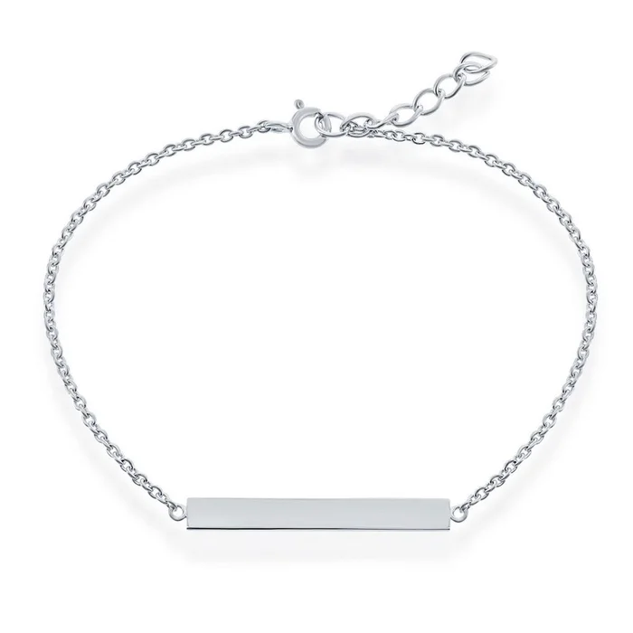Classic Women’s Bracelet – Sterling Silver Bar ID | S-4944