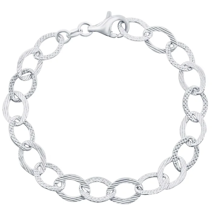 Classic Women’s Bracelet – Sterling Silver Chain Linked Design, 7.5 Inch | Q-5361-7.5