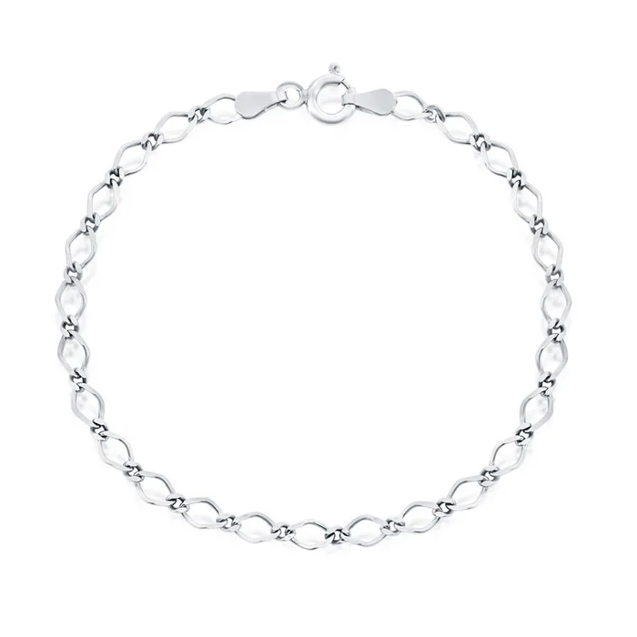 Classic Women’s Bracelet – Sterling Silver Flat Linked Spring Clasp, 7 Inch | Q-5342-7