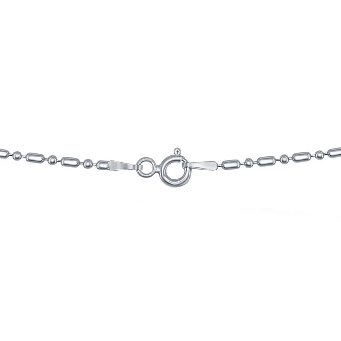 Classic Women’s Chain – Rhodium Plated Sterling Silver 1+1 Bead, 18 inch | RBED-150-18