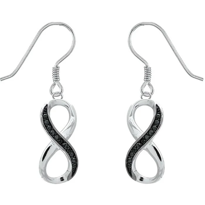 Classic Women’s Earrings – Black Diamond Pave Infinity French Wire Closure | D-4705