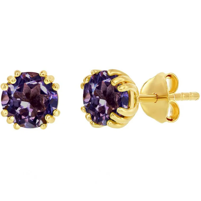 Classic Women’s Earrings – Gold Plated October Birthstone Round 6mm Stud | D-8283