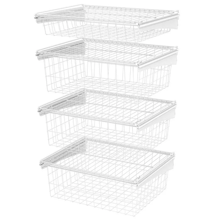 ClosetMaid 2815 27 in. H x 21 in. W White Steel 4-Drawer Wide Mesh Wire Basket