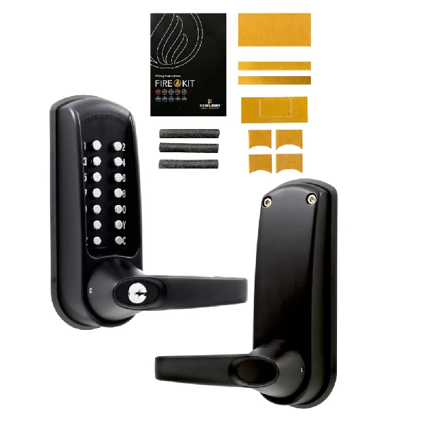 CODELOCKS CL0610 Marine Grade Digital Lock With Tubular Latch CL0615 With Passage Set And Fire Kit – Black
