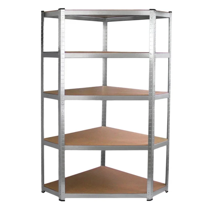 Corner Racking Garage Galvanised Shelving / 900mm x 300mm x 1800mm Racks Storage Unit / 5 Shelves MDF & Galvanised Steel