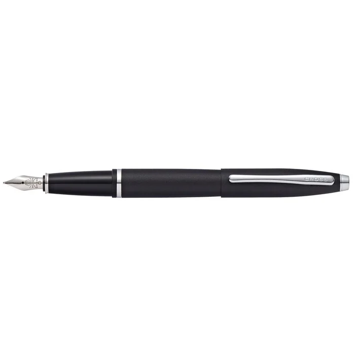 Cross Fountain Pen – Calais Matte Black Chrome Appointments, Medium | AT0116-14MS