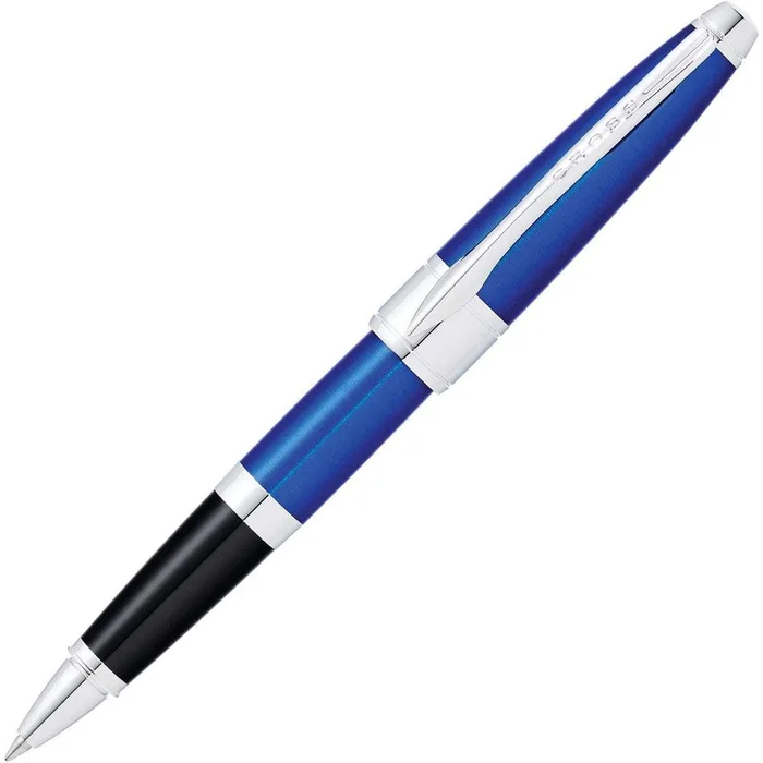 Cross Rollerball Pen – Apogee Translucent Blue Lacquer Metal Snap On Cap | AT0125-20