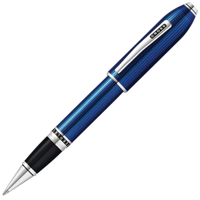Cross Rollerball Pen – Peerless Translucent Quartz Blue Engraved Lacquer | AT0705-14