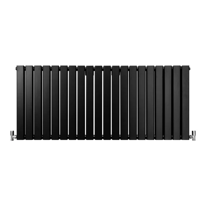 Designer Radiators 60 x 140cm Flat Panel Modern Central Heating Matt Black Horizontal Column Double Panel Wall Mounted Slimline Kitchen Living Room Bathroom Commercial Cleaning Brush & Fixing Kit