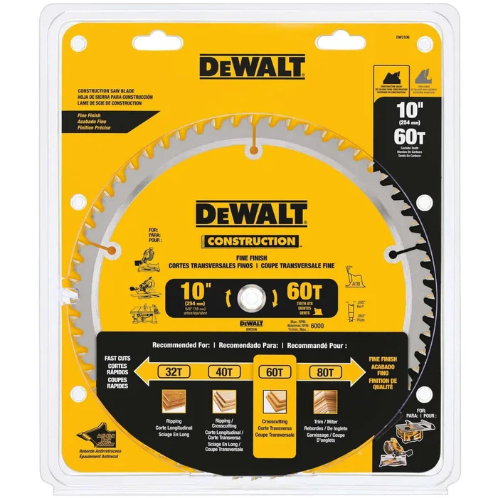 DeWalt 10 in. D X 5/8 in. Carbide Circular Saw Blade 60 teeth 1 pk