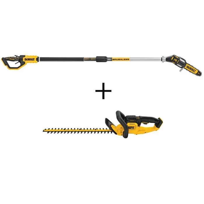 DEWALT 20V MAX 8 in. Cordless Battery Powered Pole Saw & 22 in. Cordless Hedge Trimmer (Tools Only)