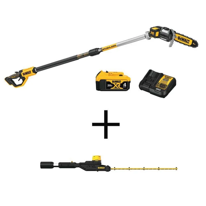 DEWALT 20V MAX 8in. Cordless Battery Powered Pole Saw + Hedge with (1) 4 AH Battery & Charger