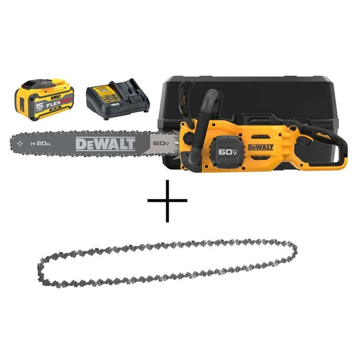 DEWALT 60V MAX 20in. Brushless Battery Powered Chainsaw Kit, (1) FLEXVOLT 5Ah Battery, Charger & 20in. Chain (68 Link)