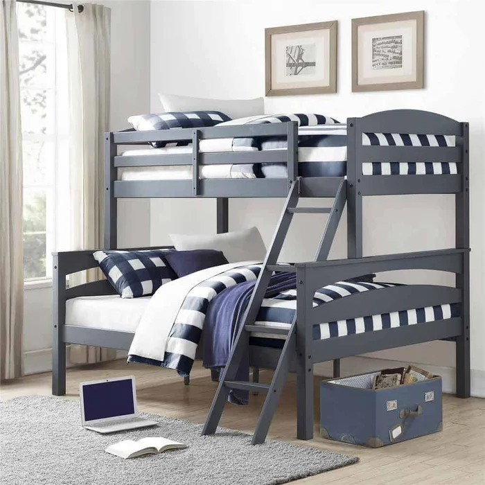 Dorel Living Brady Twin Over Full Gray Wood Bunk Bed