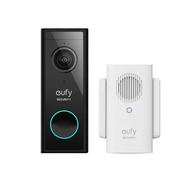 eufy Security Video Doorbell 2K, Battery and Wired, w/Chime Wireless Wi-Fi Compatible Smart Video Doorbell in Black