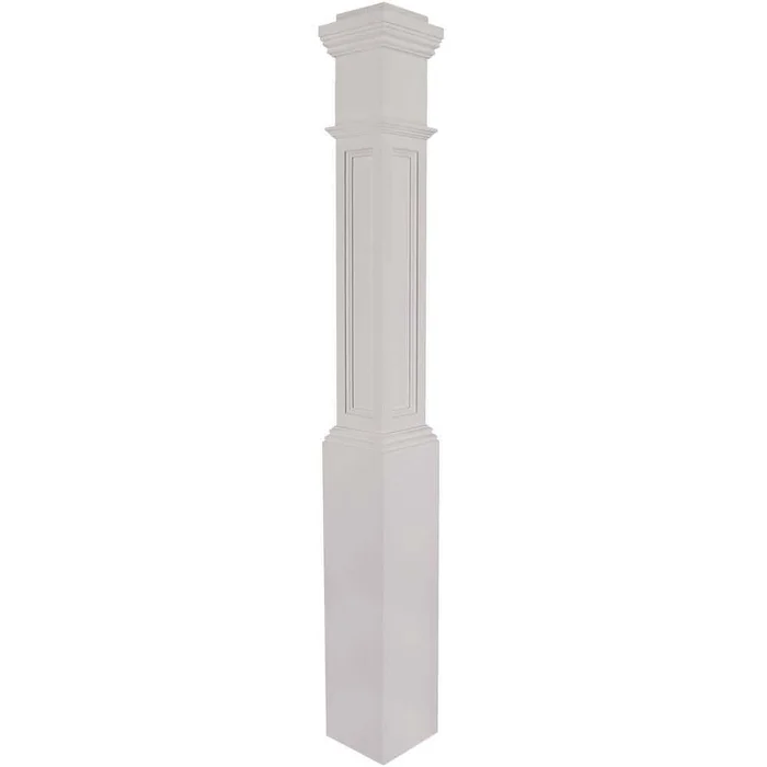 EVERMARK 4093X-055-HD00L Stair Parts 4093 55 in. x 6-1/4 in. Primed White Flat Panel Hollow Core Box Newel Post