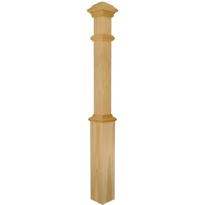 EVERMARK 4191P-056-HD00L Stair Parts 4191 55 in. x 5 in. Unfinished Poplar Plain Solid Core Box Newel Post