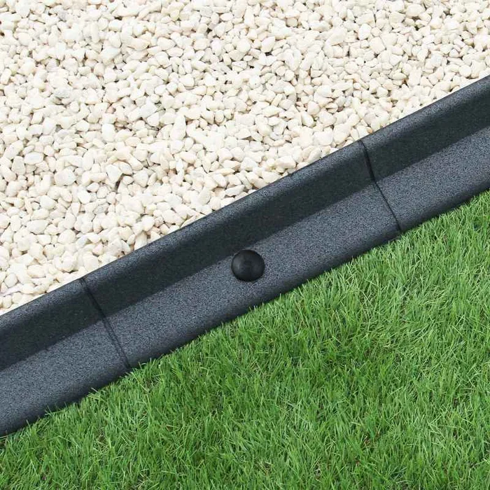 Flexible Lawn Edging Garden Border Grass Pathways Path Edge Vegetable Plot Flowerbed Raised Borders Rubber Artificial Grass Grey | Pack of 6 x 1.2m