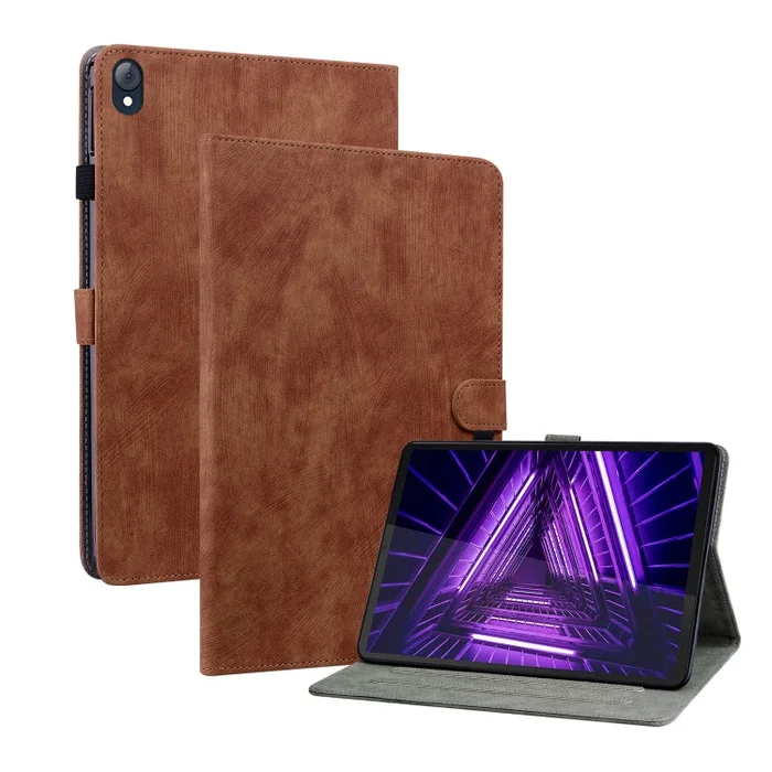 For Lenovo K10 Tiger Pattern PU Tablet Case(Brown)