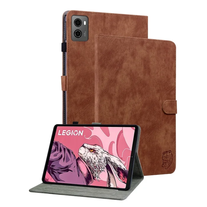 For Lenovo Legion Y700 2023 Tiger Pattern Flip Leather Tablet Case(Brown)