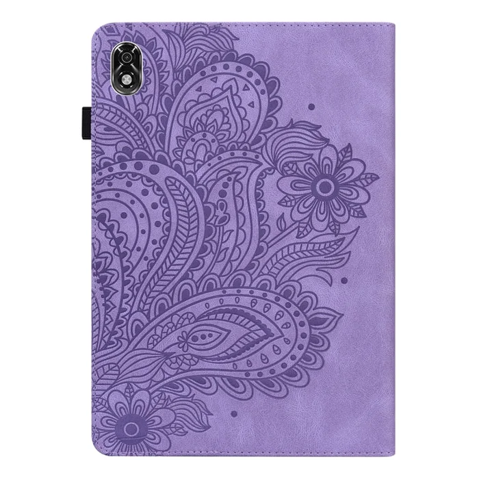 For Lenovo Legion Y700 Peacock Embossed Pattern TPU + PU Leather Tablet Case(Purple)