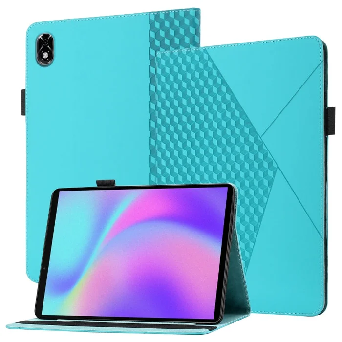 For Lenovo Legion Y700 Rhombus Skin Feel Flip Tablet Leather Case(Lake Blue)