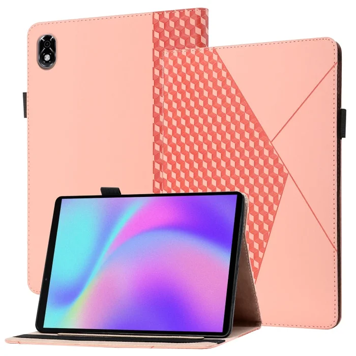 For Lenovo Legion Y700 Rhombus Skin Feel Flip Tablet Leather Case(Rose Gold)