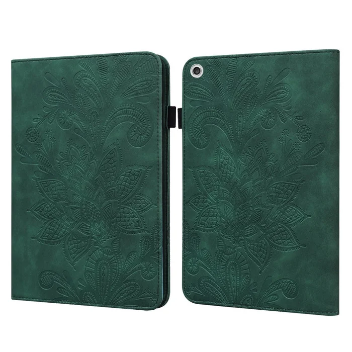 For Lenovo M10 FHD REL Lace Flower Embossing Pattern Horizontal Flip Leather Case with Holder & Card Slots & Wallet & Photo Frame(Green)