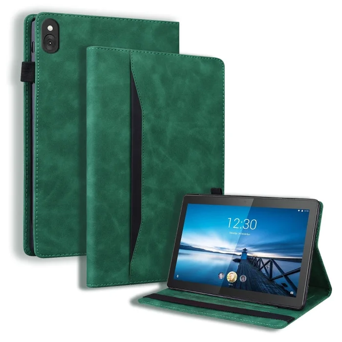 For Lenovo M10 FHD REL TB-X605FC / TB-X605LC Business Shockproof Horizontal Flip Leather Case with Holder & Card Slots & Photo Frame & Pen Slot & Sleep / Wake-up Function(Green)