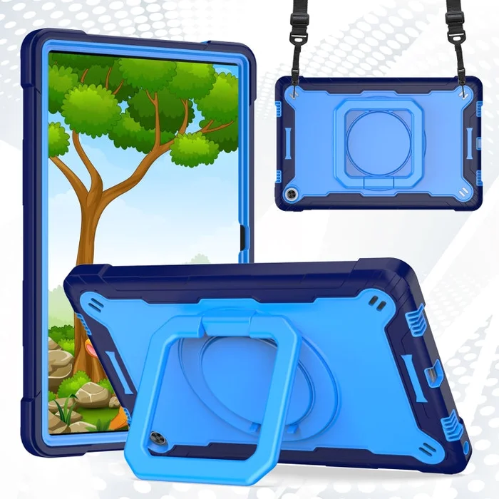 For Lenovo Tab M10 Plus 10.6 3rd Gen 2022 Silicone + PC Bracelet Holder Tablet Case(Navy Blue + Blue)