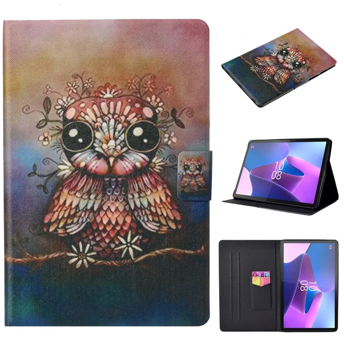 For Lenovo Tab P12 2023 / TB370FU Voltage Coloured Drawing Smart Leather Tablet Case(Owl)
