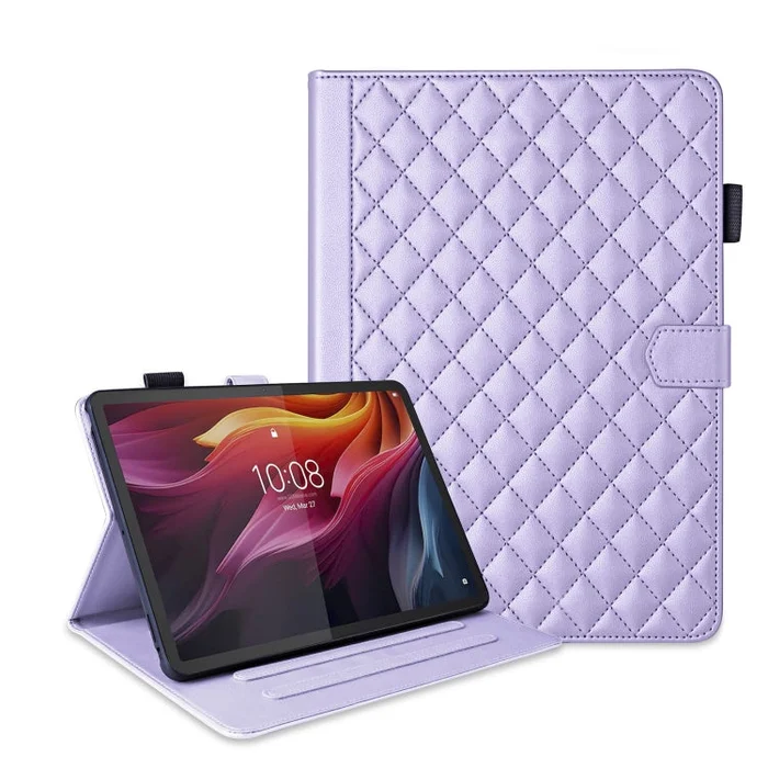 For Lenovo Xiaoxin Pad Pro 12.7 2025 Rhombus Lattice Leather Tablet Case(Purple)