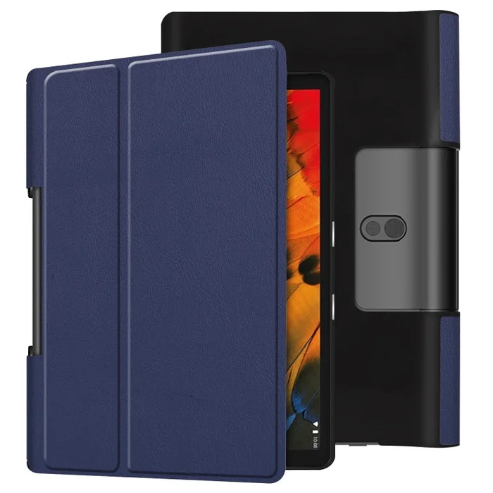 For Lenovo Yoga Smart Tab Custer Texture Horizontal Flip Leather Case with Two-folding Holder(Dark Blue)