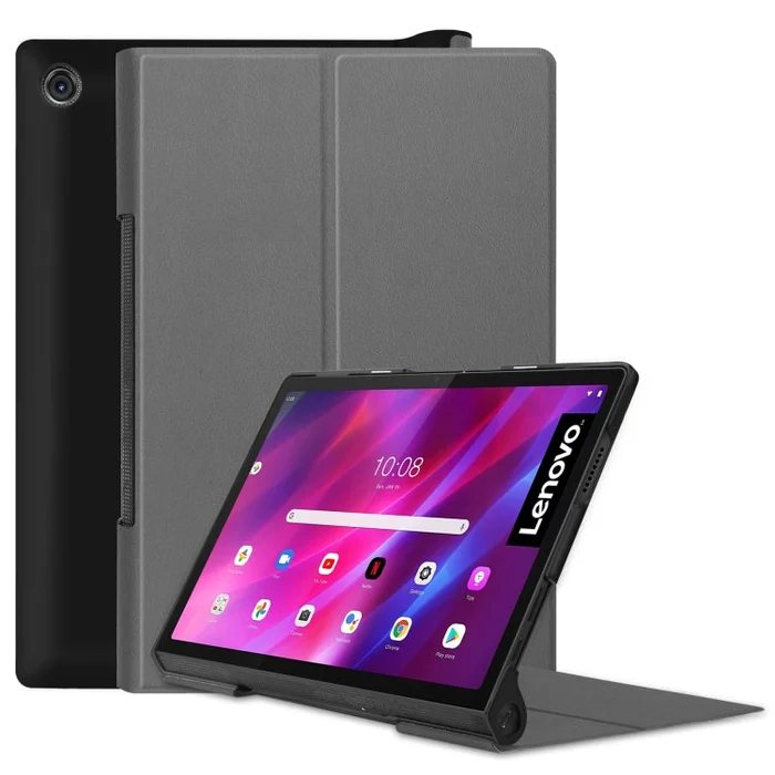 For Lenovo Yoga Tab 11 / YT-J706X Custer Texture Horizontal Flip PU Leather Case with Holder & Sleep / Wake-up Function(Grey)