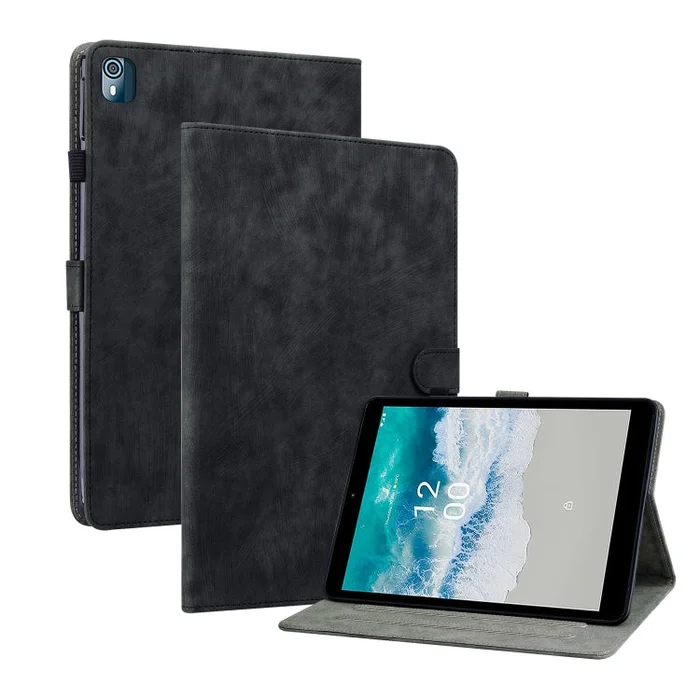 For Nokia T10 Tiger Pattern PU Tablet Case(Black)